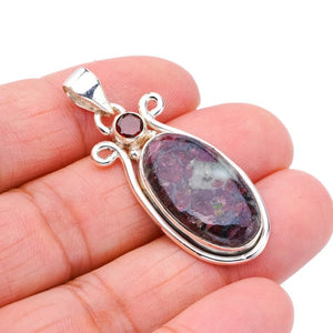 StarGems  Natural Eudialite Garnet Handmade 925 Sterling Silver Pendant 1.75" F4702