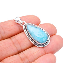 StarGems  Natural Larimar Handmade 925 Sterling Silver Pendant 1.5" F3363