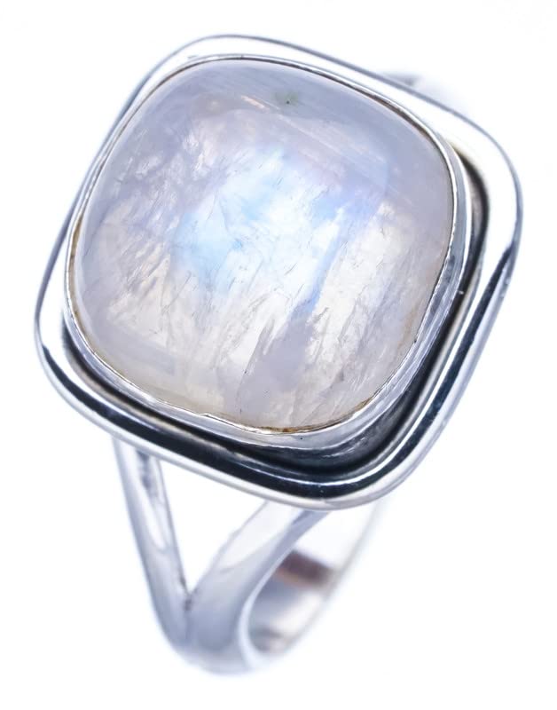 StarGems  Natural Moonstone Handmade 925 Sterling Silver Ring 5 F2598