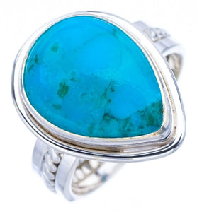 StarGems  Natural Turquoise Handmade 925 Sterling Silver Ring 7 F0444