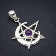 StarGems  Natural Amethyst Star And MoonHandmade 925 Sterling Silver Pendant 1.5" F5351