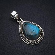 StarGems  Natural Blue Fire Labradorite Handmade 925 Sterling Silver Pendant 1.5" F5249