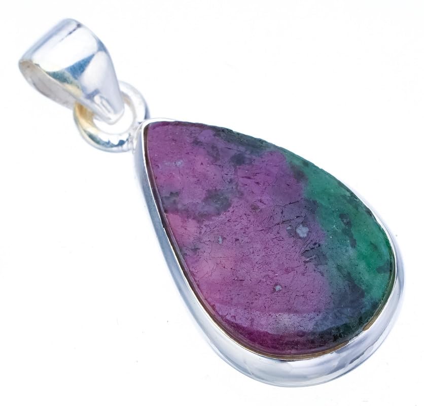 StarGems  Natural Ruby Zoisite Handmade 925 Sterling Silver Pendant 1.25