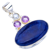 StarGems  Natural Sodalite River Pearl And Amethyst Handmade 925 Sterling Silver Pendant 1.5" F5202