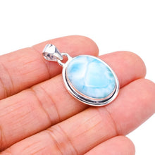 StarGems  Natural Larimar Handmade 925 Sterling Silver Pendant 1.25" F3322