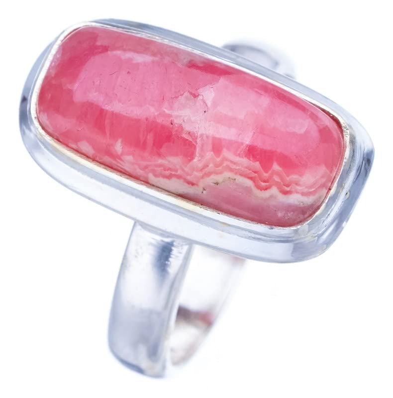 StarGems® Natural Rhodochrosite Handmade 925 Sterling Silver Ring 7 F1847