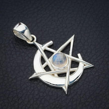 StarGems® Natural Moonstone Moon And Star Handmade 925 Sterling Silver Pendant 1.75" F5011