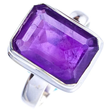 StarGems  Natural Amethyst Handmade 925 Sterling Silver Ring 8 E9264