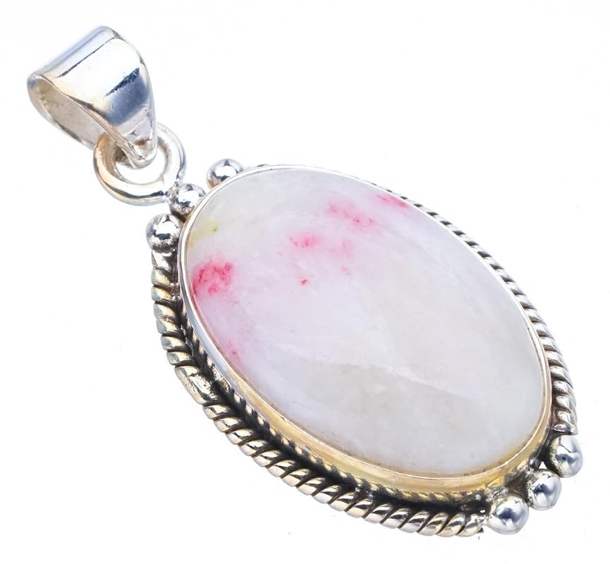 StarGems  Natural Rhodonite Handmade 925 Sterling Silver Pendant 1.5