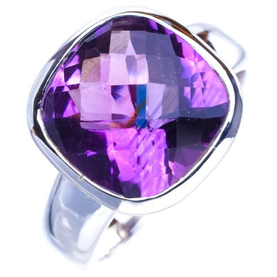 StarGems  Natural Amethyst Handmade 925 Sterling Silver Ring 6.25 E9233