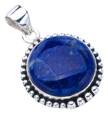 StarGems  Natural Sodalite Handmade 925 Sterling Silver Pendant 1.25