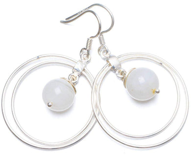 StarGems  Natural Moonstone Handmade Unique 925 Sterling Silver Earrings 1.75