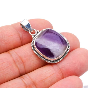 StarGems  Natural Chevron Amethyst Handmade 925 Sterling Silver Pendant 1.5" F4084