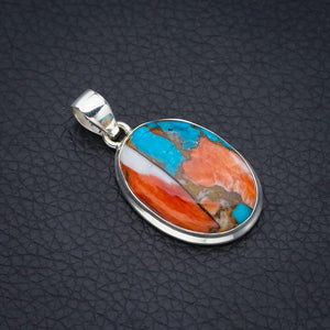 StarGems  Natural Copper Chalcedony Handmade 925 Sterling Silver Pendant 1.5" F3714