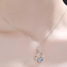 StarGems  "Love Heart-Shape 2ct Moissanite 925 Silver Platinum Plated Necklace 40+5cm NX016