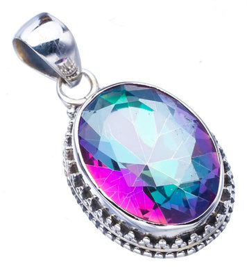 StarGems  Natural Mystical Topaz Handmade 925 Sterling Silver Pendant 1.25