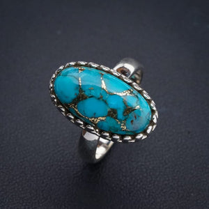 StarGems  Natural Copper Turquoise Handmade 925 Sterling Silver Ring 6.75 E9400