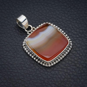 StarGems  Natural Botswana Agate Handmade 925 Sterling Silver Pendant 1.5" F4459