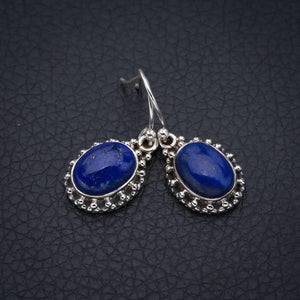 StarGems  Natural Lapis Lazuli Handmade 925 Sterling Silver Earrings 1.25" F5652