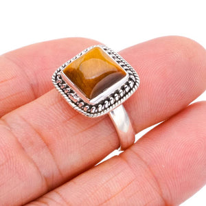 StarGems  Natural Tigers Eye Handmade 925 Sterling Silver Ring 8.25 F1885