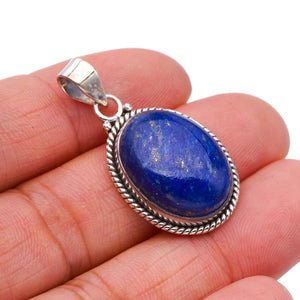 StarGems  Natural Lapis Lazuli Handmade 925 Sterling Silver Pendant 1.5" F5390