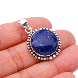 StarGems  Natural Sodalite Handmade 925 Sterling Silver Pendant 1.25" F5201