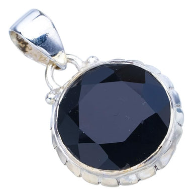 StarGems  Natural Black Onyx Handmade 925 Sterling Silver Pendant 1.25