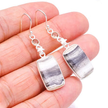 StarGems  Natural Zebra Calcite Smoky Quartz Star Handmade 925 Sterling Silver Earrings 2" F5534