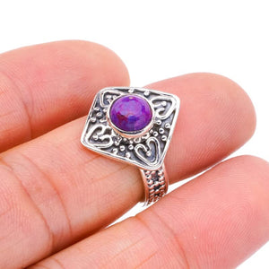 StarGems® Natural Turquoise Spades Square Handmade 925 Sterling Silver Ring 5.75 F2099