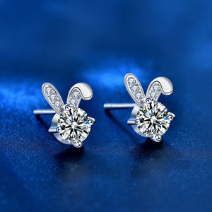 StarGems  0.5ct Moissanite 925 Silver Platinum Plated Zirconia Rabbit Stud B4640