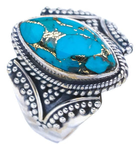 StarGems  Natural Copper Turquoise Handmade 925 Sterling Silver Ring 8 F2255