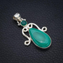 StarGems® Natural Malachite Chrysoprase Handmade 925 Sterling Silver Pendant 1.75" F4104