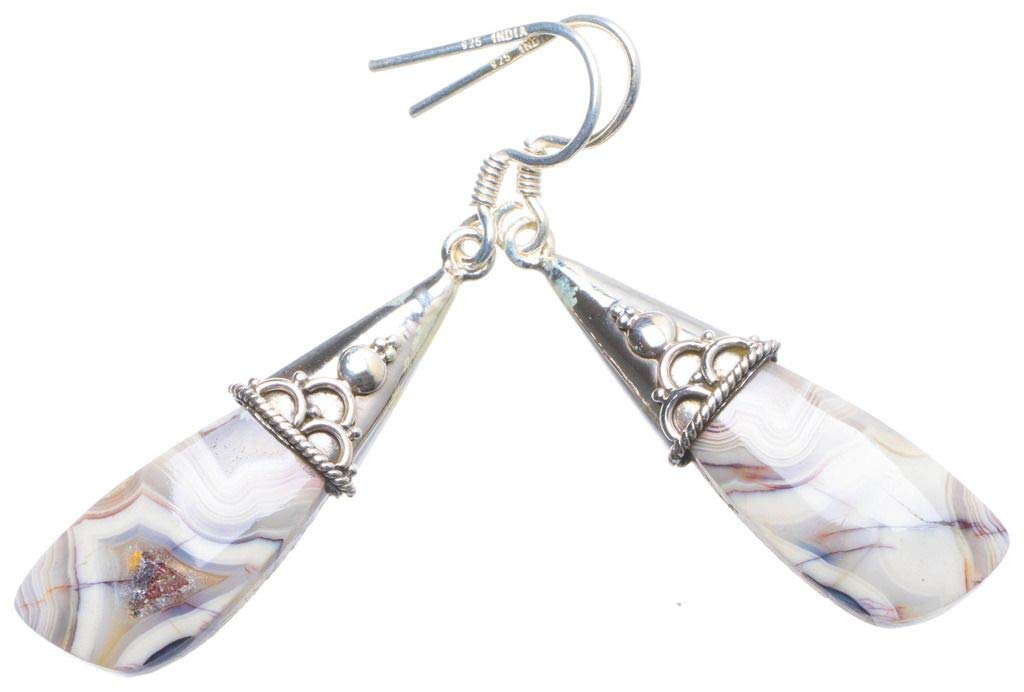 StarGems  Natural Crazy Lace Agate Handmade Unique 925 Sterling Silver Earrings 2