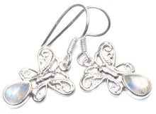 StarGems  Natural Rainbow Moonstone Handmade Unique Butterfly Shape 925 Sterling Silver Earrings 1.25" Y0728