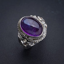 StarGems  Natural Amethyst FlowerHandmade 925 Sterling Silver Ring 8 E9246