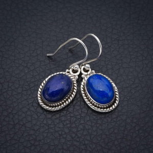 StarGems  Natural Lapis Lazuli Handmade 925 Sterling Silver Earrings 1.25" F5656