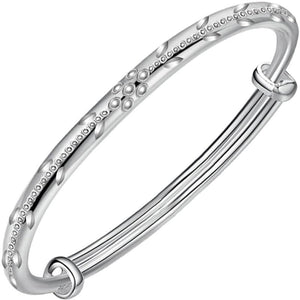 StarGems  Adjustable Blossom Handmade 999 Sterling Silver Bangle Bracelet For Women Cb0227