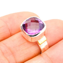 StarGems® Natural Amethyst Two Tones Handmade 925 Sterling Silver Ring 7 E9294