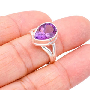 StarGems  Natural Amethyst Handmade 925 Sterling Silver Ring 8.25 F2905