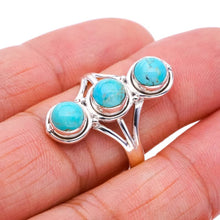 StarGems® Natural Turquoise Handmade 925 Sterling Silver Ring 8.25 F0427