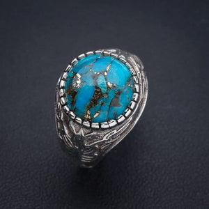 StarGems  Natural Copper Turquoise Handmade 925 Sterling Silver Ring 7.5 E9389