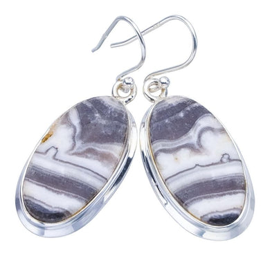 StarGems  Natural Zebra Calcite Handmade 925 Sterling Silver Earrings 1.75