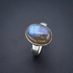 StarGems® Natural Labradorite Handmade 925 Sterling Silver Ring 7 F0190