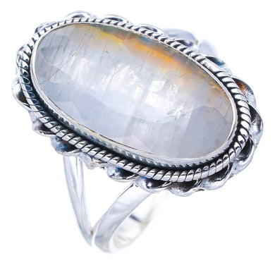 StarGems  Natural Moonstone Handmade 925 Sterling Silver Ring 8 F0649