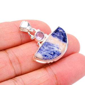 StarGems® Natural Sodalite Handmade 925 Sterling Silver Pendant 1.25" F3602