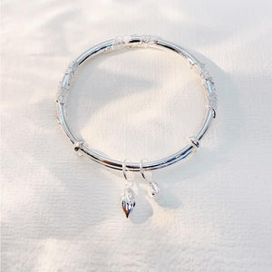 StarGems  Opening Blossom,Seedpod and Lotus Seed Handmade 999 Sterling Silver Bangle Cuff Bracelet For Women Cb0047
