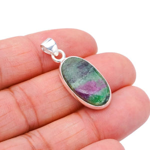 StarGems  Natural Ruby Zoisite Handmade 925 Sterling Silver Pendant 1.25" F4616