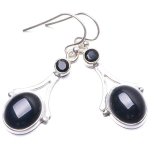 StarGems® Natural Black Onyx Handmade Unique 925 Sterling Silver Earrings 1.5" Y3267