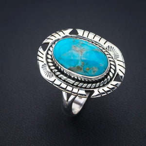 StarGems  Natural Turquoise Pigeon Wings Handmade 925 Sterling Silver Ring 9.5 F0448