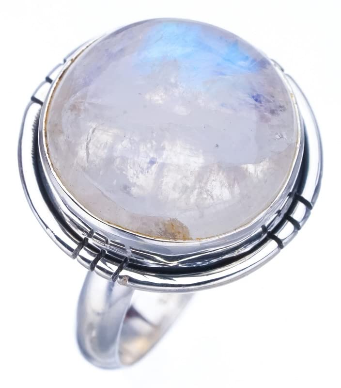 StarGems  Natural Moonstone Handmade 925 Sterling Silver Ring 4.75 F2503